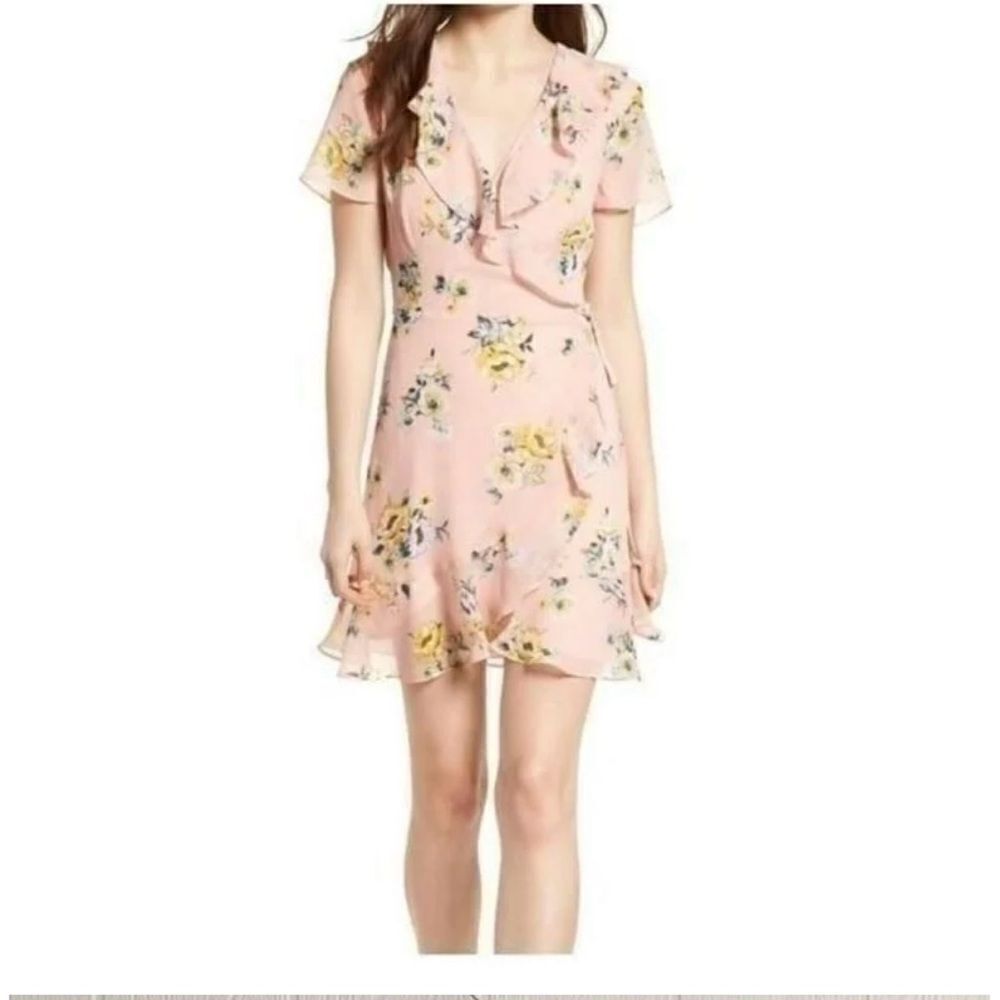 Lush Colie pink floral wrap dress